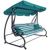 Balansoar gradina, Springos, 4 locuri, turcoaz, alb, 230x130x162 cm, functie pat, max 300 kg GartenVIP DiyLine