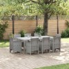 VidaXL Set de masă pentru grădină 9 pcs Gri deschis Ratan Polt 3378588