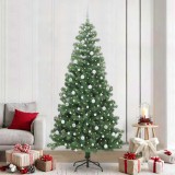 vidaXL Brad de Crăciun cu 300 LED cu suport Verde 240 cm PVC 3396401