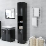 vidaXL Dulap de baie, negru, 30 x 30 x 183,5 cm, PAL