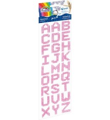 Accesorii creatie 27 litere roz,diamante autoadezive blister,28x23mm