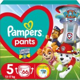 Pampers Pants Paw Patrol Size 5 scutece de unică folosință tip chiloțel 12-17 kg 66 buc