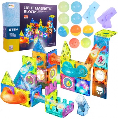 Set piese magnetice de construit, 75 elemente multicolore, MalPlay 110173 foto