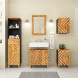 vidaXL Set dulapuri de baie, 5 piese, maro și negru, lemn masiv mango
