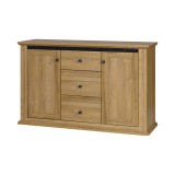 Cumpara ieftin Comoda 2 usi 3 sertare mdf maro stejar Grand Leon 140x45x87 cm