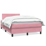Cumpara ieftin Pat box spring cu saltea, roz, 120x220 cm, catifea