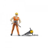 Cumpara ieftin Bruder - Figurina Muncitor Constructii Cu Accesorii