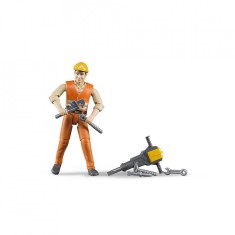 Bruder - Figurina Muncitor Constructii Cu Accesorii