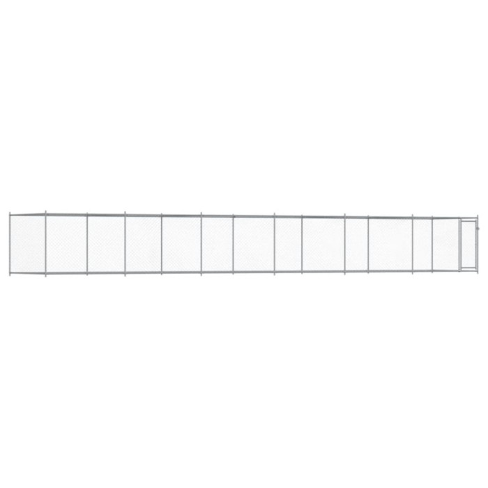 Cusca pentru caini cu usa, gri, 12x2x1,5 m, otel galvanizat