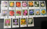 Lot masiv 18 timbre tematice &bdquo;Flori de Grădină și de Munte&rdquo; &ndash; Germania &ndash; Seria Definitivă (Circulate)