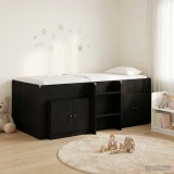 Cumpara ieftin Cadru de pat loft cu sertar cu usa 3 buc. Negru Lemn prelucrat