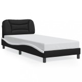 VidaXL Cadru de pat cu tăblie, negru și alb, 90x200 cm piele ecologică