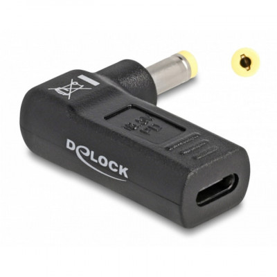 Adaptor de alimentare, Delock, USB-C, 4.8x1.7 mm, Negru foto