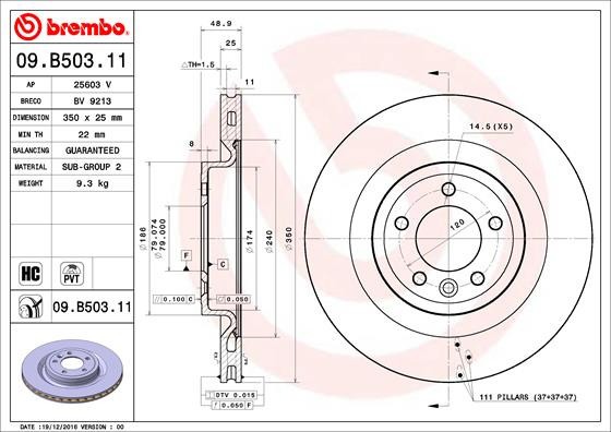 BREMBO 09.B503.11 PRIME LINE - UV Coated Disc frana