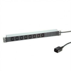 Prelungitor PDU 19&quot; C20 3600W la 8 prize IEC320 C13 Aluminiu 2m, Roline 19.07.1627