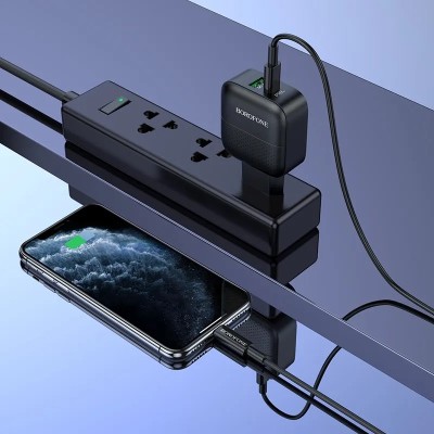 Incarcator Borofone BA46A Premium PD 18W + QC 3.0 set cu cablu USB-C la Lightning Negru foto