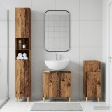 Cumpara ieftin Set de cabinet pentru baie cu 3 piese DELFT Lemn vechi