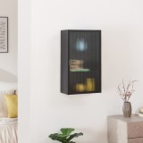Dulap suspendat Zundert cu usa din sticla striata, 60x35x15 cm, negru