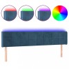 Tablie de pat cu LED, albastru inchis, 183x16x78/88 cm, catifea