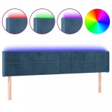 Cumpara ieftin Tablie de pat cu LED, albastru inchis, 183x16x78/88 cm, catifea