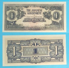 Malaya 1 Dollar 1942 &amp;#039;Banana Money&amp;#039; UNC serie: MO p#M5 foto