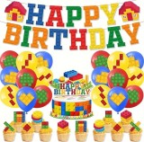 Set de Baloane pentru Petrecere, tematica LEGO , Banner HAPPY BIRTHDAY