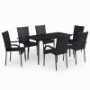 Set de servit masa pentru gradina, 7 piese, negru