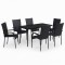 Set de servit masa pentru gradina, 7 piese, negru