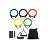 Cumpara ieftin Set Extensor Fitness, Faintec, Cu 5 Corzi Extensibile, 2 Perechi De Manere Si Husa De Transport, Multicolor