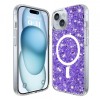Husa MagSafe pentru Apple iPhone 15 Plus, Techsuit, Sparkly Glitter, Mov
