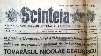 Ziarul Scanteia nr 13122, 1 Noiembrie 1984, 6 pagini foto