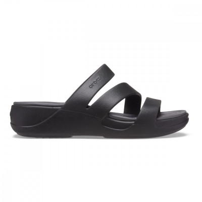 Papuci Crocs Boca Strappy Wedge W Negru - Black foto