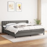 VidaXL Pat box spring cu saltea, gri &icirc;nchis, 200x200 cm, textil