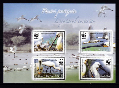 RO 2006 ,LP 1744 c ,&amp;quot;Pasari protejate WWF &amp;quot; serie in bloc ,colita 391 ,MNH foto