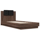 Cumpara ieftin Cadru de pat cu tablie, stejar maro, 90x200 cm, lemn prelucrat