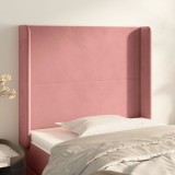 VidaXL Tăblie de pat cu aripioare, roz, 83x16x118/128 cm, catifea