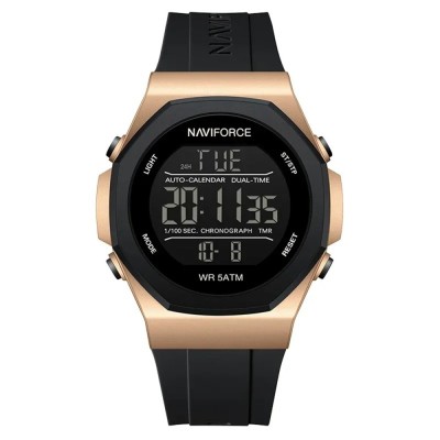 Ceas Barbati Naviforce 7117 Negru-Bej , Functii Multiple, Design Sport, Rezistent la socuri, Rezistent la Apa 5ATM foto