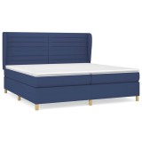 Cumpara ieftin Pat box spring cu saltea, albastru, 200x200 cm, textil