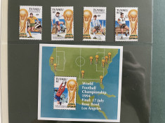Tuvalu - serie timbre fotbal campionatul mondial 1994 SUA nestampilate MNH foto