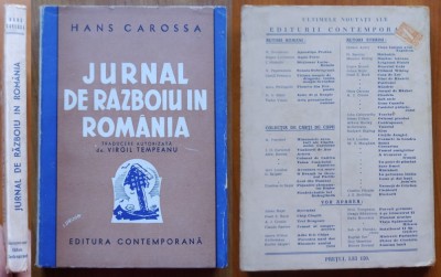 Hans Carossa, Jurnal de razboiu in Romania, interbelica, lucrare premiata foto
