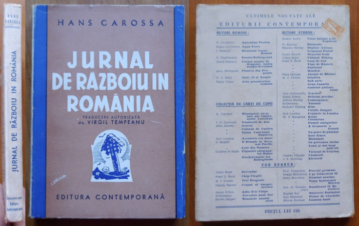 Hans Carossa , Jurnal de razboiu in Romania , interbelica , lucrare premiata