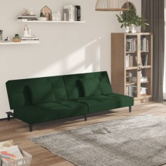 Gossi canapea extensibila cu 2 locuri, 2 perne, verde inchis catifea