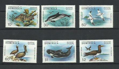Dominica MNH 1979 - fauna salbatica balene pasari pesti - rar foto
