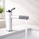 Baterie Lavoar Alessandro DESIGN Alb, Alama Sanitara, Monocomanda, Dus Extractabil, Pipa Fixa, Montare Chiuveta