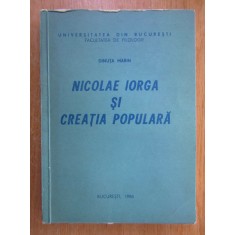 Dinuta Marin - Nicolae Iorga si creatia populara (cu autograful autoarei)