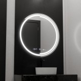 Oglinda LED Rotunda, 60cm, Senzor MotionGlow Consuel Marcello, Sistem Dezaburire, Ceas &amp; Termometru, Dimabila ModernLight Concept