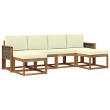 vidaXL Set de canapele de exterior 6 pcs Natural și Crem Poliester 3385426