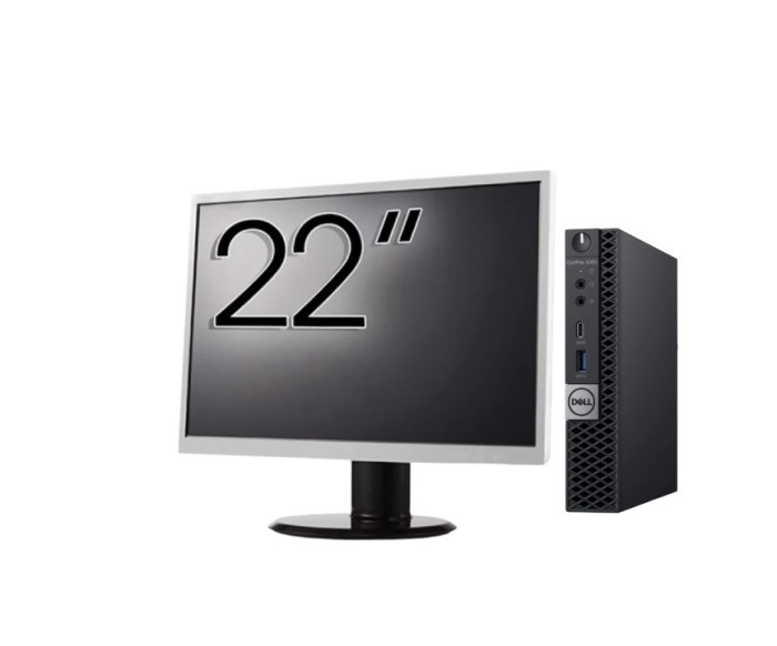 Pachet Calculator Second Hand DELL OptiPlex 5060 Mini PC, Intel Core i5-8500T 2.10-3.50GHz, 8GB DDR4, 256GB SSD + Monitor 22&amp;quot; NewTechnology Media