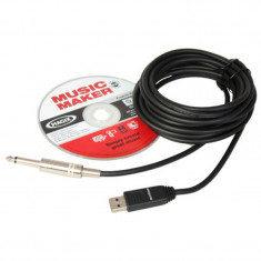 Cablu Jack Mono to USB, placa de sunet inclusa, lungime 5 m foto