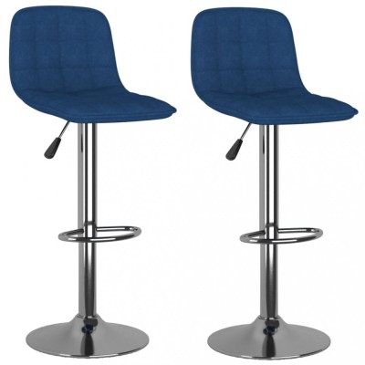 Scaune de bar, 2 buc., albastru, material textil foto